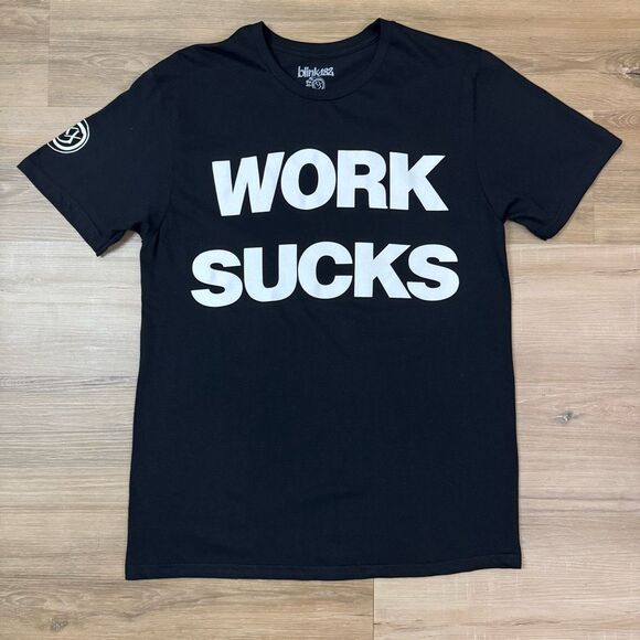 Blink-182 Size M Work Sucks I Know Lyric Graphic Tee Black All The Small Things - Picture 1 of 4